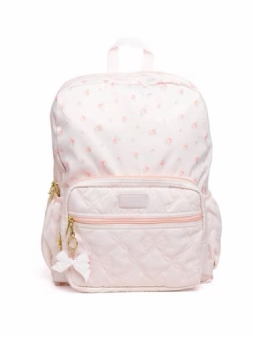 LOVE SHACK FANCY  Pink Quilted Backpack with Bow Charm